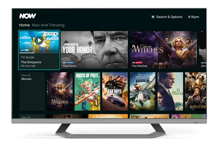 NOW TV 2025 streaming interface screenshot